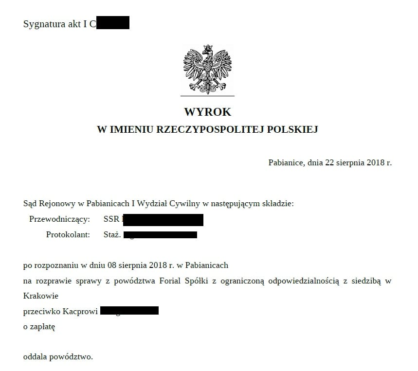 Credilo przegrywa w sądzie rejonowym