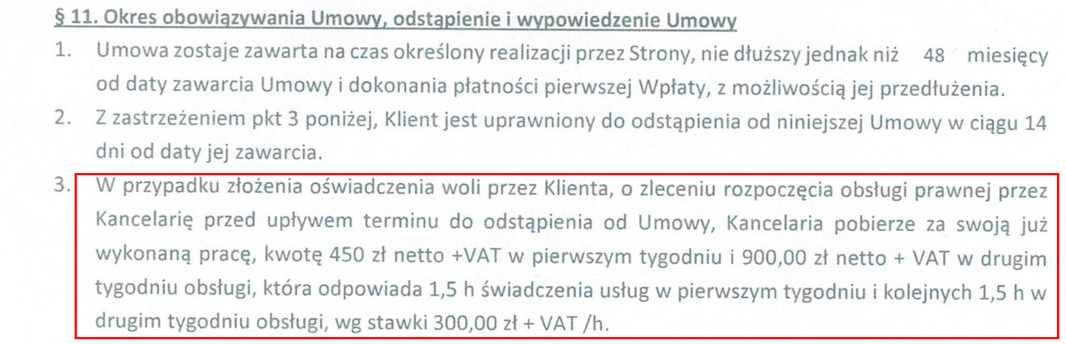 Ulga od długu - odstąpienie