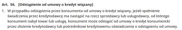 odstąpienie od umowy o kredyt wiązany