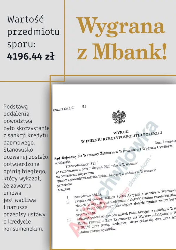 sankcja kredytu darmowego Mbank